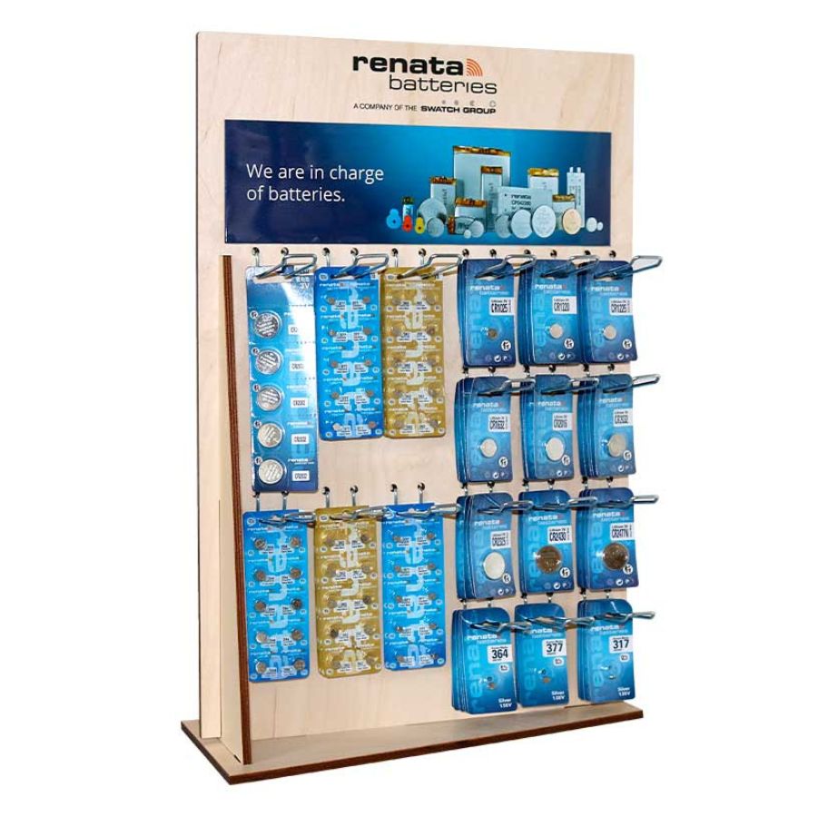 DISP-H18 Batterie Display Renata Holz für Secured Card und Multipacks | DISP-H18 – Bild 1