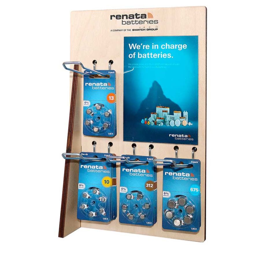 DISP-H4 Batterie Display Renata Holz für Secured Card und Multipacks | DISP-H4 – Bild 1