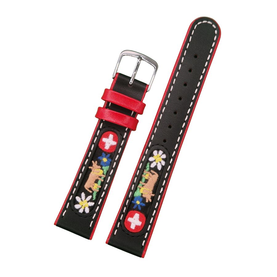 LS 517 Lederband schwarz LG 517 / LS 517 | Ethno-Kuh | weisse Naht - Image 1