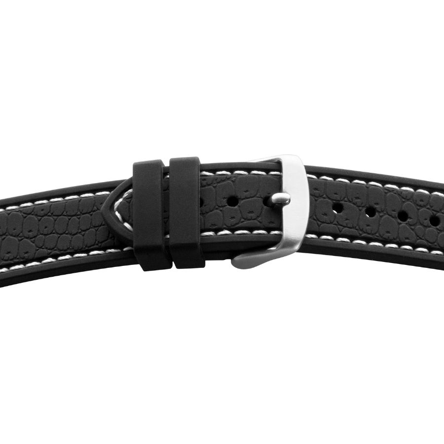 BE 1820 (1) Kunststoffband BE 1820 | schwarz | genarbt | weisse Naht | 18/18 mm | BEAR – Bild 1