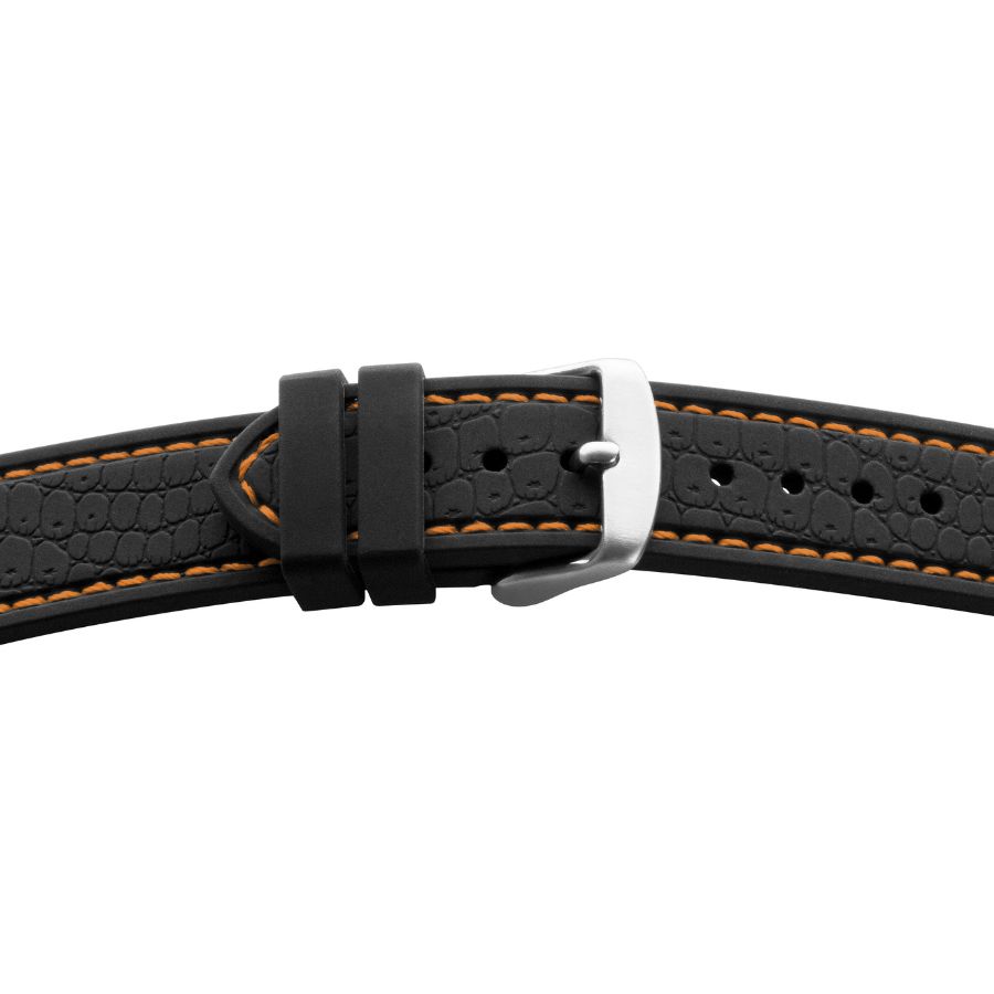 BE 1821 Kunststoffband BE 1817 | schwarz | genarbt | orange Naht | 22/22 mm | BEAR – Bild 1
